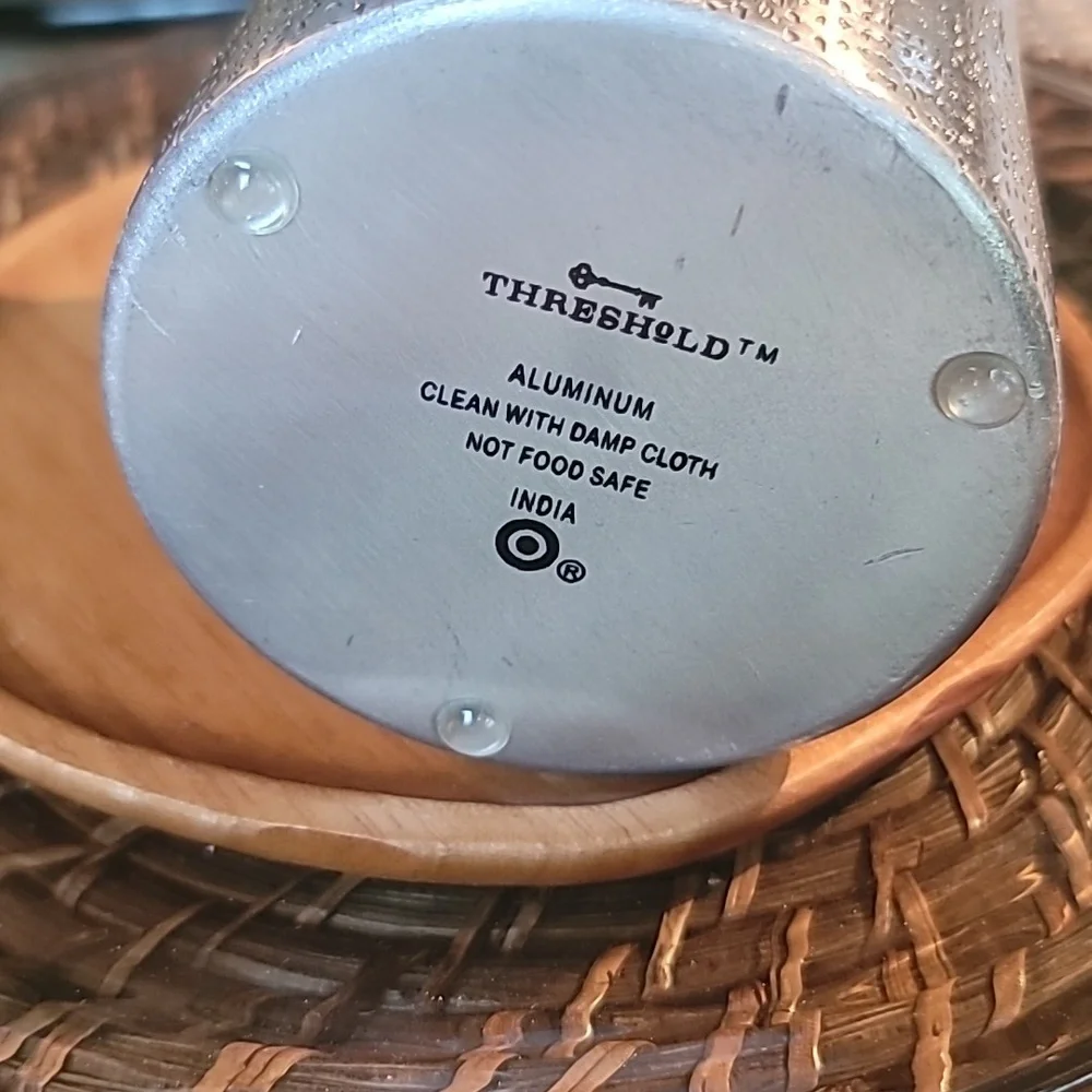 Vintage threshold aluminum etched lidded canister